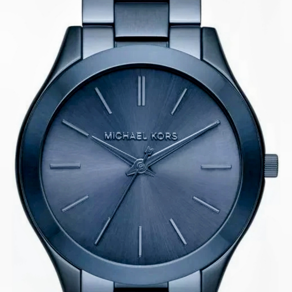 New Michael Kors Runway Quartz Blue Dial Steel Strap Watch MK3419